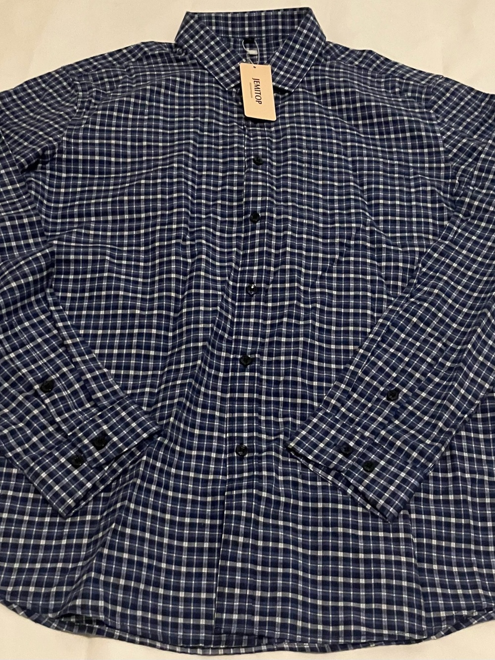Men’s JEMITOP Size M Checker Board Button Down Tags On